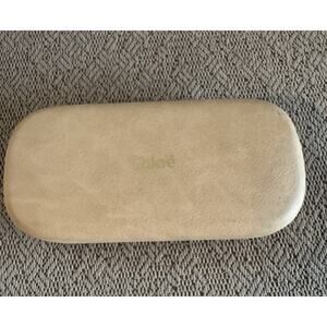 Chloe Beige Suede Look/Style Hard Glasses/Sunglasses Deep Snap Case with Logo